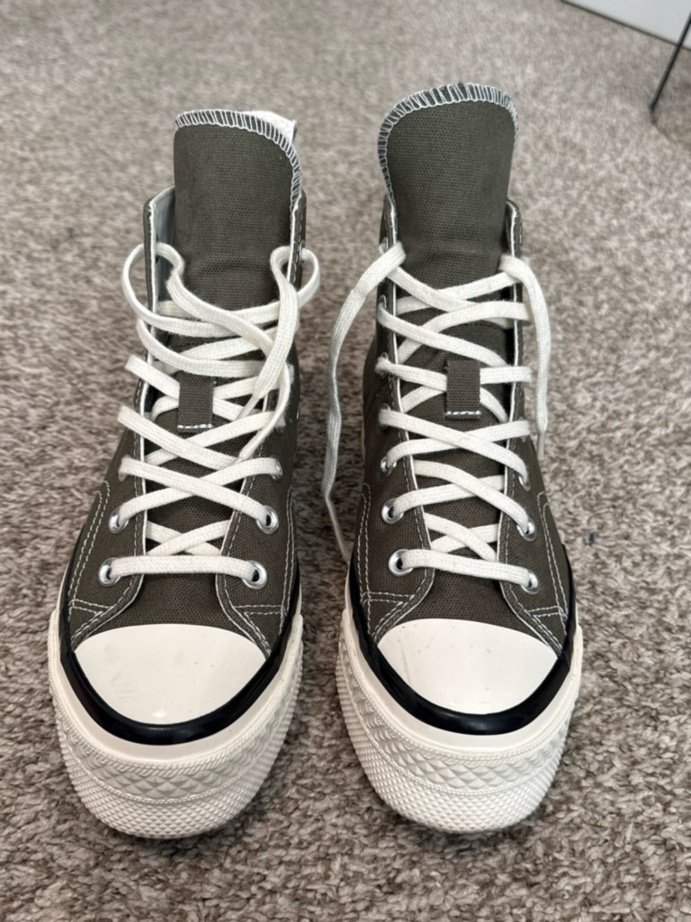 Canvas High-Top Sneakers in Olive with White Accents - women